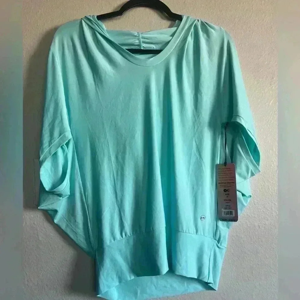 ABS Allen Schwartz Moisture Wicking Hooded Top Short Dolman Sleeve Womens M
